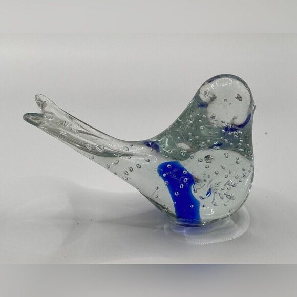 Vintage Blown Glass Art Bird Figure Paperweight 5 x 3.5” - Picture 1 of 6